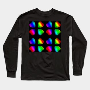 Rainbow Hearts With Black Background Long Sleeve T-Shirt